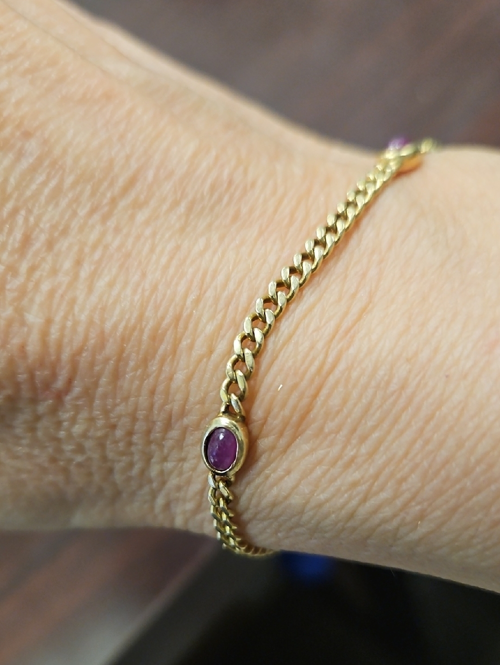 Gold Chain Bracelet with Purple Stone Accent